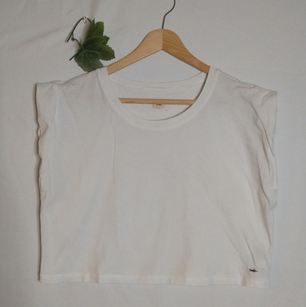 Kids Made Here White Women's Box Cap Sleeve Crop Top High End Small